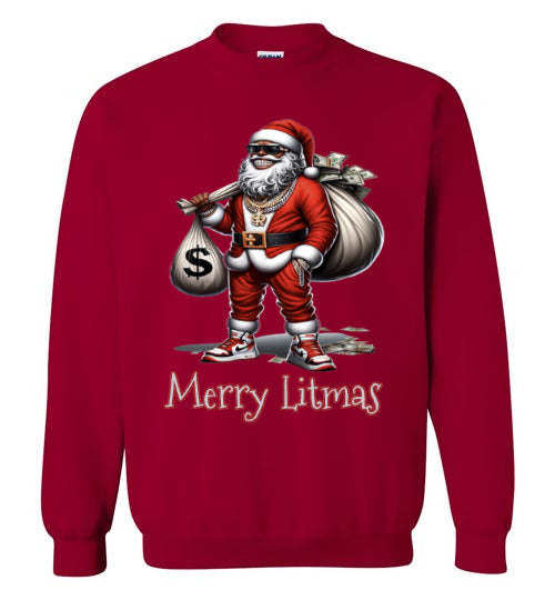 Black Santa, Merry Litmas Crewneck
