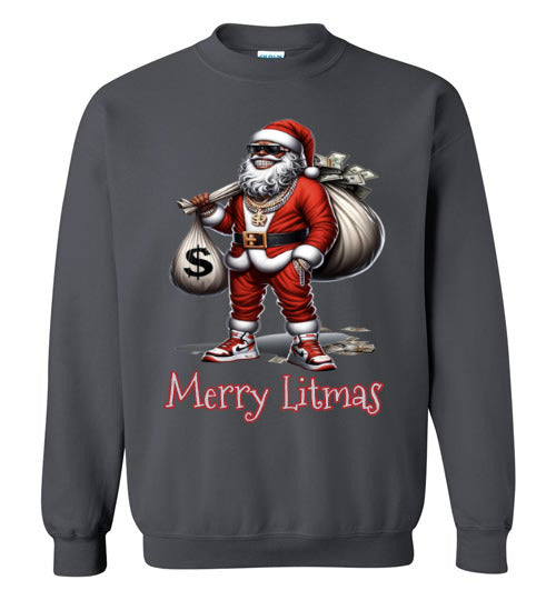 Black Santa, Merry Litmas Crewneck