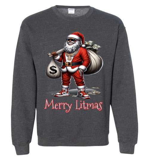 Black Santa, Merry Litmas Crewneck