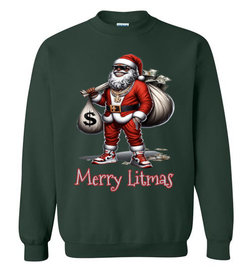 Black Santa, Merry Litmas Crewneck