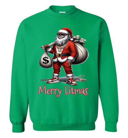 Black Santa, Merry Litmas Crewneck