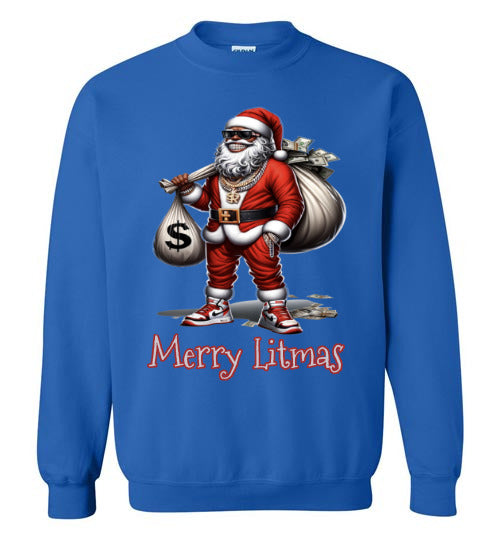 Black Santa, Merry Litmas Crewneck