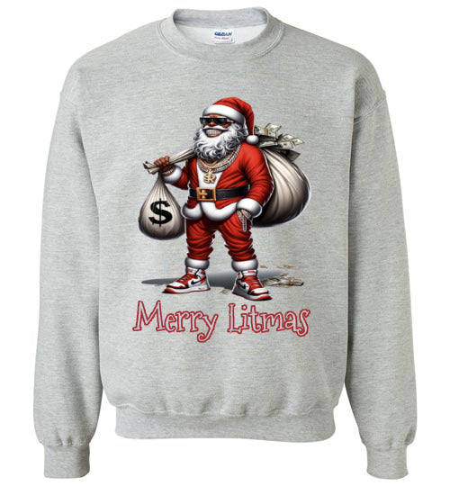 Black Santa, Merry Litmas Crewneck