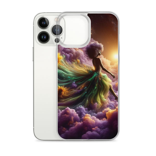 Black Goddess Clouds Designed on a Clear Case for iPhone®