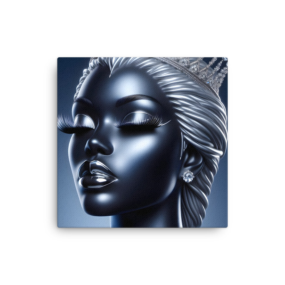 Blue Chrome Crowned Glamour: Canvas Art