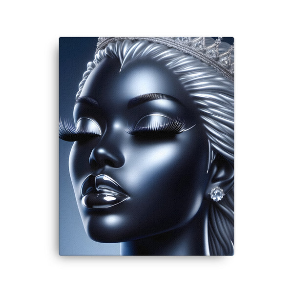 Blue Chrome Crowned Glamour: Canvas Art