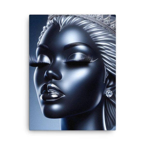 Blue Chrome Crowned Glamour: Canvas Art