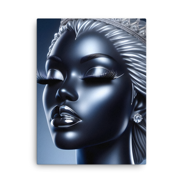 Blue Chrome Crowned Glamour: Canvas Art