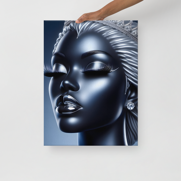 Blue Chrome Crowned Glamour: Canvas Art