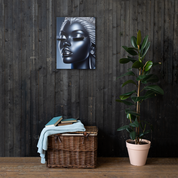 Blue Chrome Crowned Glamour: Canvas Art