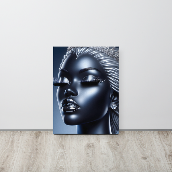 Blue Chrome Crowned Glamour: Canvas Art