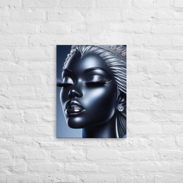 Blue Chrome Crowned Glamour: Canvas Art