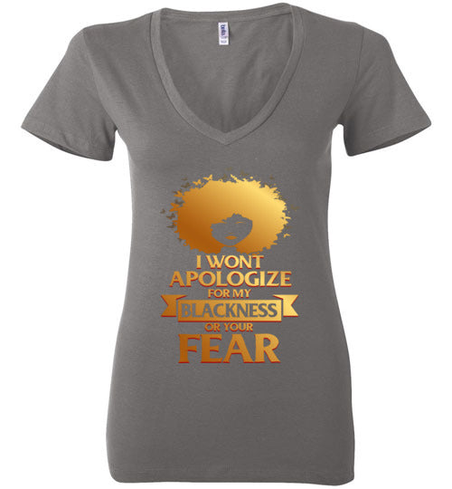 No Apologies Ladies Deep V-Neck T-Shirt