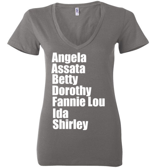 Black Female Revolutionaries Deep V-Neck T-Shirt - Rocking Black, Inc. #RockingBlackInc #MelaninInspires