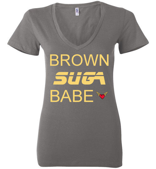Brown Sugar Babe Ladies Bella Deep V-Neck - Rocking Black, Inc. #RockingBlackInc #MelaninInspires