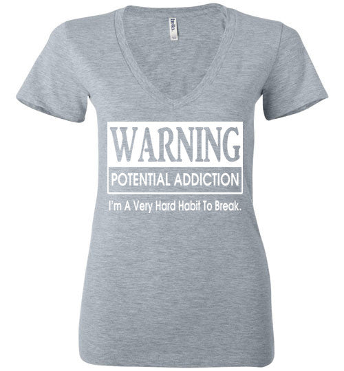 Warning Addiction Ladies Deep V-Neck - Rocking Black, Inc. #RockingBlackInc #MelaninInspires