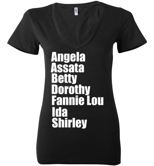 Black Female Revolutionaries Deep V-Neck T-Shirt - Rocking Black, Inc. #RockingBlackInc #MelaninInspires