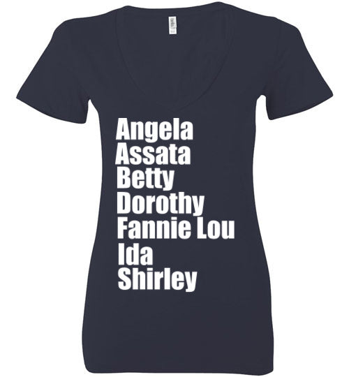 Black Female Revolutionaries Deep V-Neck T-Shirt - Rocking Black, Inc. #RockingBlackInc #MelaninInspires
