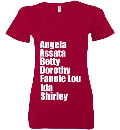 Black Female Revolutionaries Deep V-Neck T-Shirt - Rocking Black, Inc. #RockingBlackInc #MelaninInspires