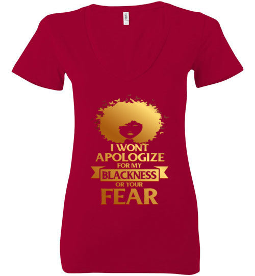 No Apologies Ladies Deep V-Neck T-Shirt
