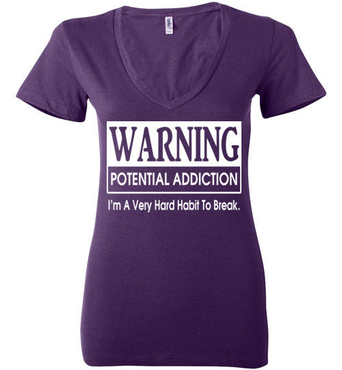 Warning Addiction Ladies Deep V-Neck - Rocking Black, Inc. #RockingBlackInc #MelaninInspires