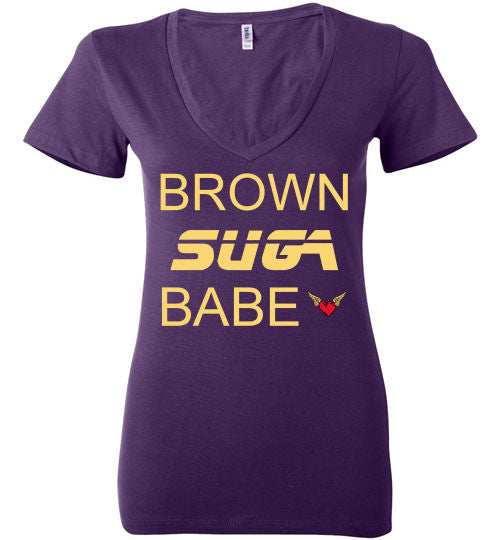 Brown Sugar Babe Ladies Bella Deep V-Neck - Rocking Black, Inc. #RockingBlackInc #MelaninInspires