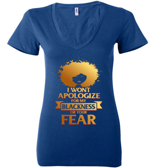 No Apologies Ladies Deep V-Neck T-Shirt