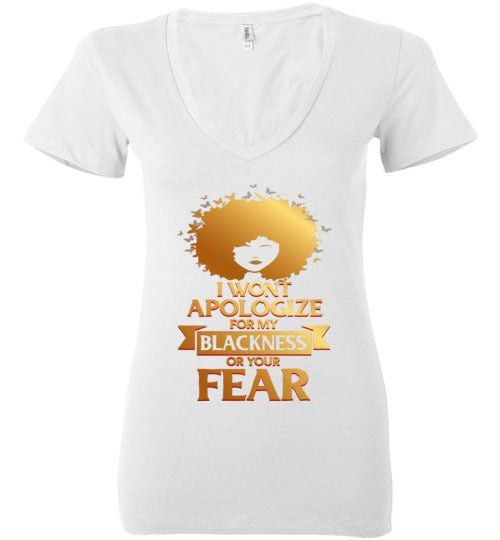 No Apologies Ladies Deep V-Neck T-Shirt