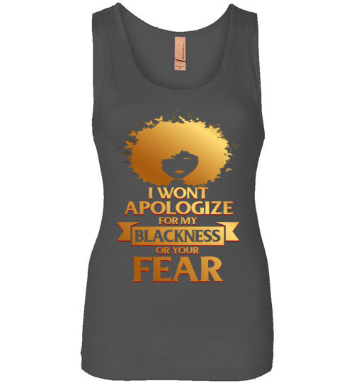 No Apologies Ladies Fitted Tank - Rocking Black, Inc. #RockingBlackInc #MelaninInspires