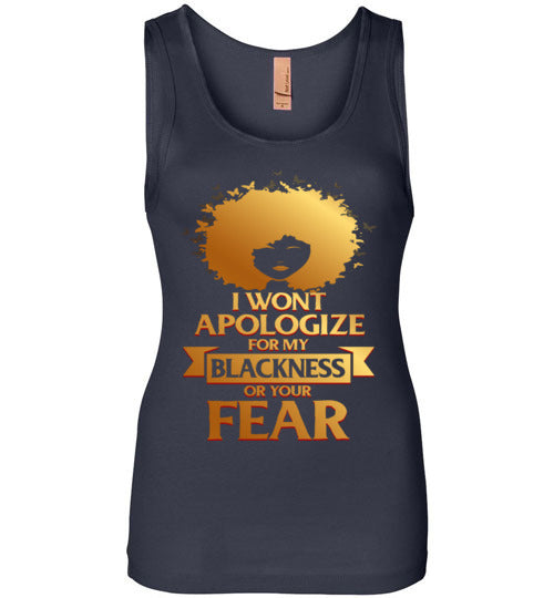 No Apologies Ladies Fitted Tank - Rocking Black, Inc. #RockingBlackInc #MelaninInspires