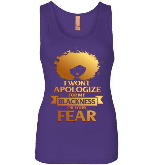 No Apologies Ladies Fitted Tank - Rocking Black, Inc. #RockingBlackInc #MelaninInspires