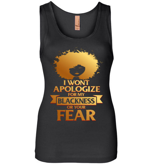 No Apologies Ladies Fitted Tank - Rocking Black, Inc. #RockingBlackInc #MelaninInspires