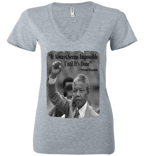 Mandela Quote Deep V-Neck T-Shirt - Rocking Black, Inc. #RockingBlackInc #MelaninInspires