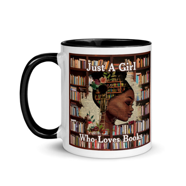 Just a Black Girl Who Loves Books - Mug with Color Inside