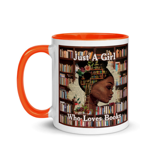 Just a Black Girl Who Loves Books - Mug with Color Inside