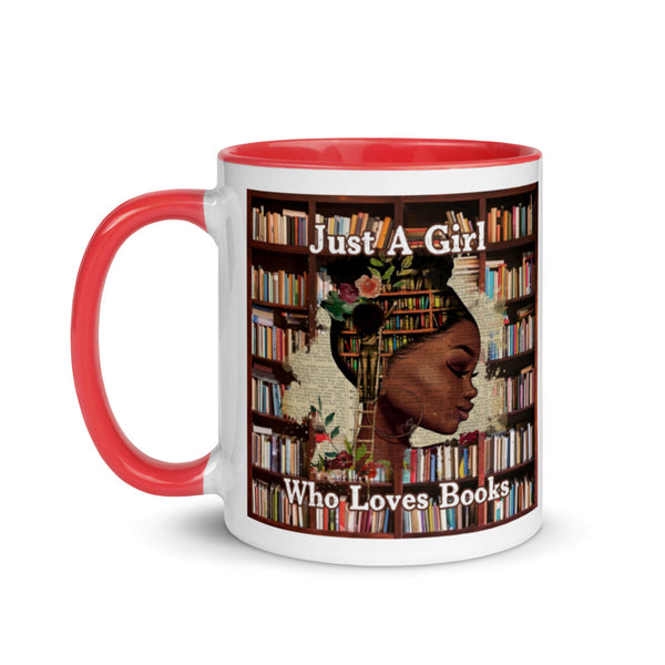 Just a Black Girl Who Loves Books - Mug with Color Inside
