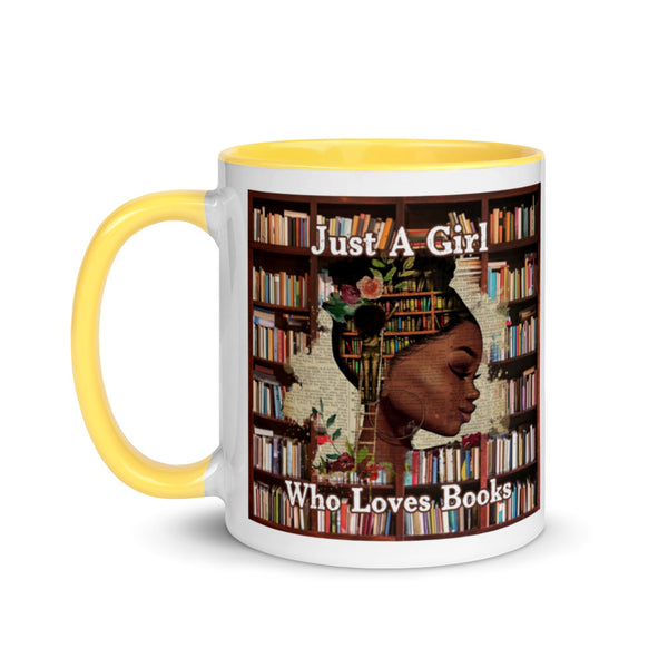 Just a Black Girl Who Loves Books - Mug with Color Inside