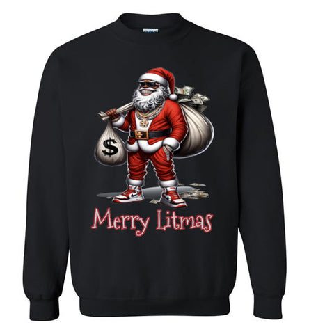 Black Santa, Merry Litmas Crewneck