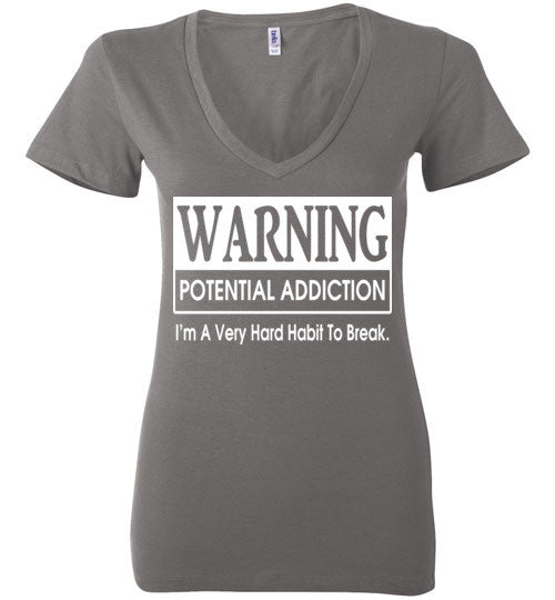 Warning Addiction Ladies Deep V-Neck - Rocking Black, Inc. #RockingBlackInc #MelaninInspires