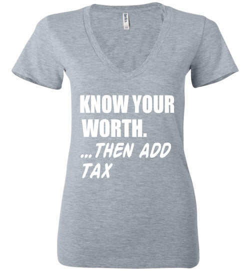 Know Your Worth Deep V-Neck Shirt