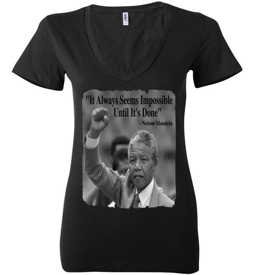 Mandela Quote Deep V-Neck T-Shirt - Rocking Black, Inc. #RockingBlackInc #MelaninInspires