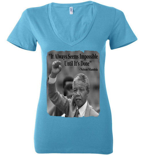 Mandela Quote Deep V-Neck T-Shirt - Rocking Black, Inc. #RockingBlackInc #MelaninInspires