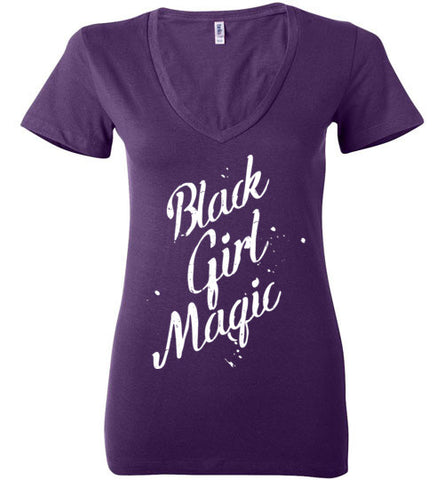 Black Girl Magic Ladies V-Neck T-Shirt - Rocking Black, Inc. #RockingBlackInc #MelaninInspires