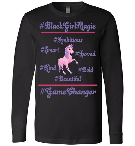 Black Girl Magic Affirmation Youth Long Sleeve T-Shirt - Rocking Black, Inc. #RockingBlackInc #MelaninInspires