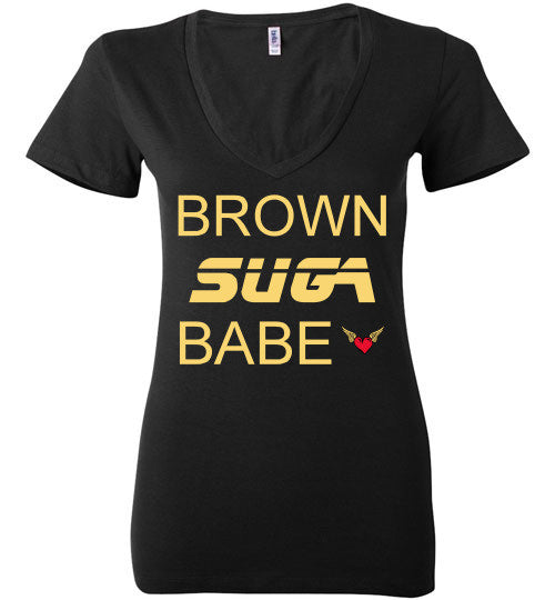 Brown Sugar Babe Ladies Bella Deep V-Neck - Rocking Black, Inc. #RockingBlackInc #MelaninInspires
